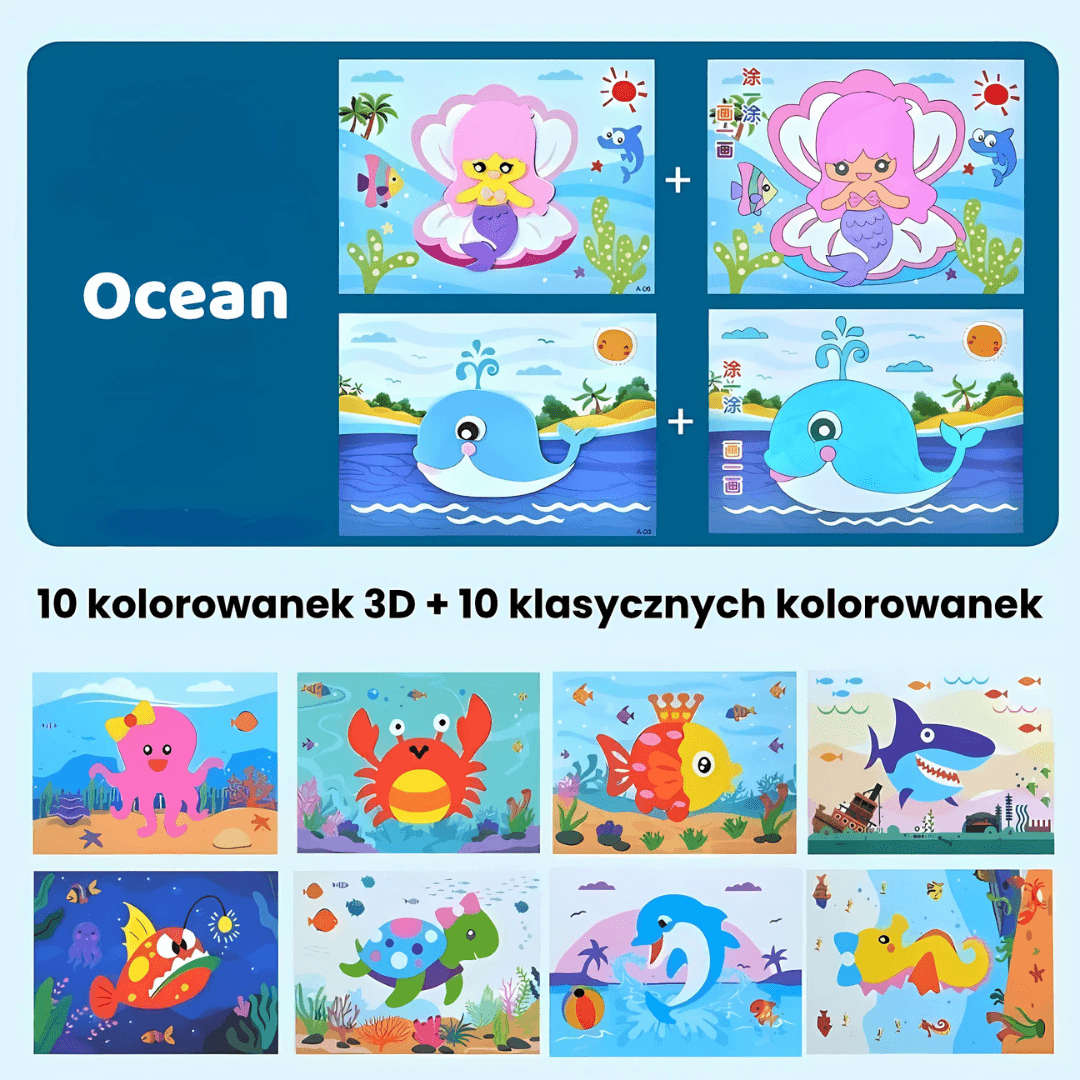 Kolorbook- edukacyjna kolorowanka 3D 2w1 (20 aktywności!)